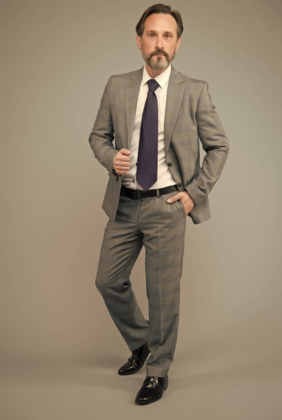 mature businessman with beard and moustache wear stylish formal suit, business success - Fotó, kép