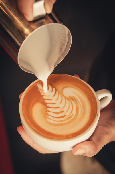 latte art coffee - Foto, afbeelding
