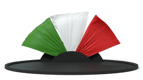 Bandeira italiana drapeado sobre fundo branco - 3D Rendering - Foto, Imagem