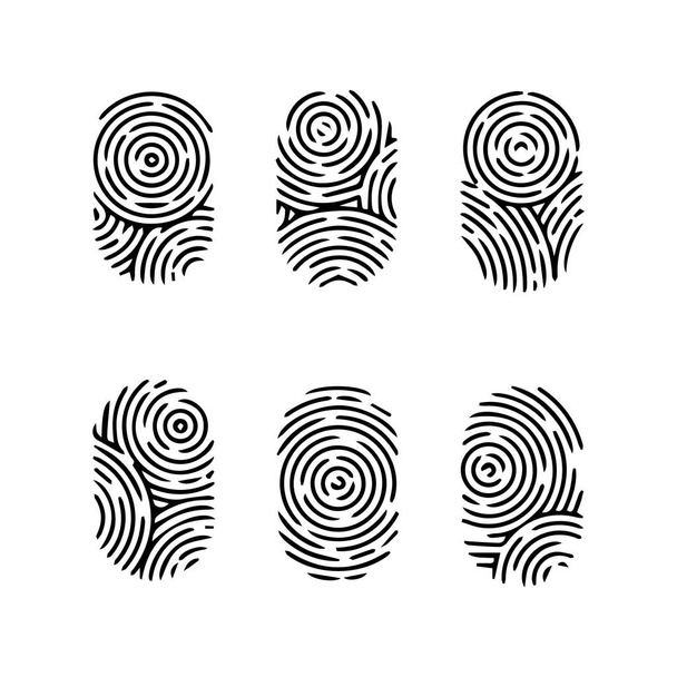 Black detailed fingerprints flat illustration set. police electronic scanner of thumb print for crime data isolated vector collection. finger identity and technology concept Free Vector - Vecteur, image