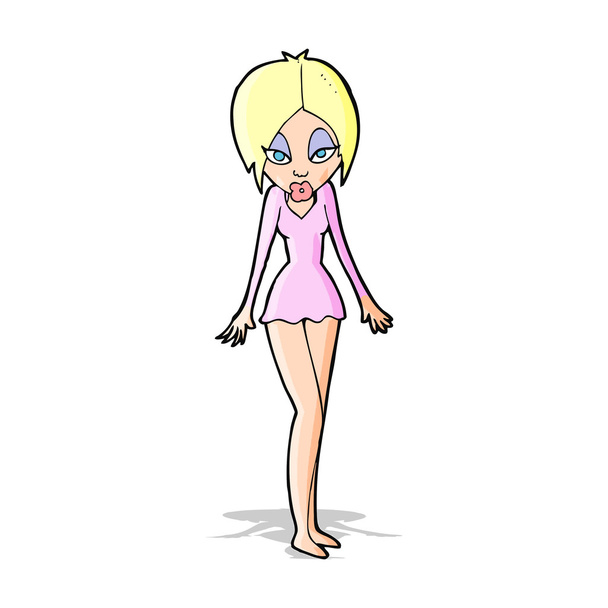 ショート ドレスの漫画の女性 - ベクター画像