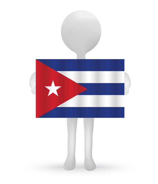 3d homem segurando uma bandeira cubana
 - Vetor, Imagem