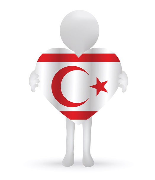 3d man holding a Turkish Cyprus Flag - Vector, Image