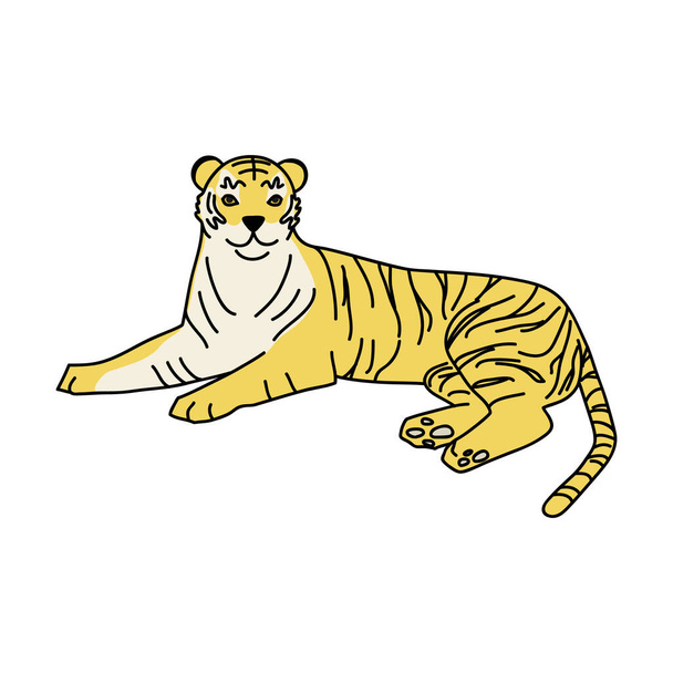 Vector illustration of a tiger lying down - Vector, Image