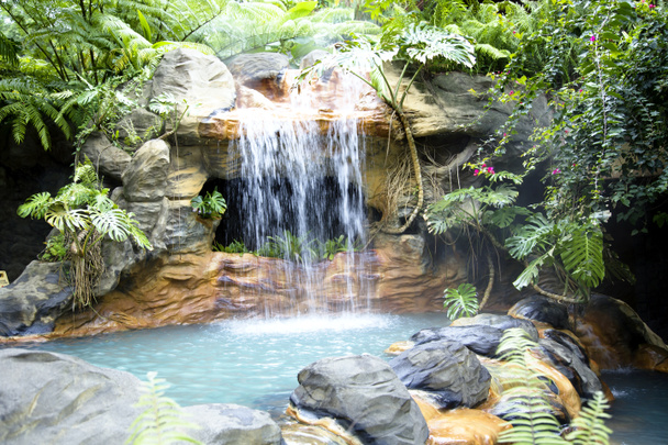 Piscina con cascada y agua termal caliente
 - Foto, Imagen