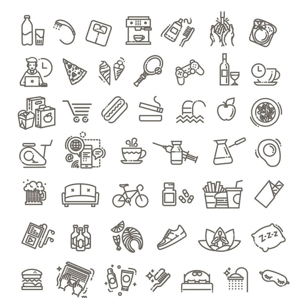 Habit icons set. Vector symbols - Vector, Image