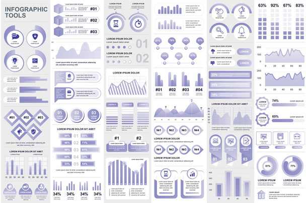 Pakiet elementów infograficznych szablon projektu wektora wizualizacji danych. Może być stosowany do kroków, procesów biznesowych, przepływu pracy, schemat, schemat, schemat, oś czasu, ikony marketingowe, grafika info. - Wektor, obraz