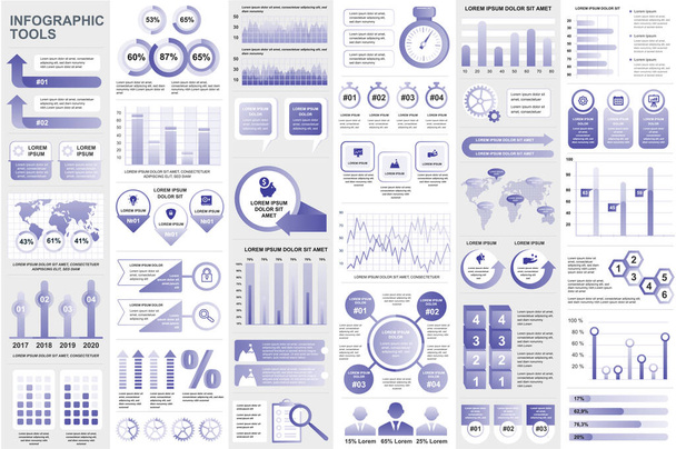 Bundel infografische elementen data visualisatie vector ontwerp template. Kan gebruikt worden voor stappen, bedrijfsprocessen, workflow, diagram, flowchart concept, tijdlijn, marketing iconen, info graphics. - Vector, afbeelding