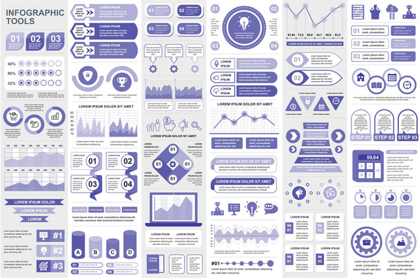 Bundel infografische elementen data visualisatie vector ontwerp template. Kan gebruikt worden voor stappen, bedrijfsprocessen, workflow, diagram, flowchart concept, tijdlijn, marketing iconen, info graphics. - Vector, afbeelding