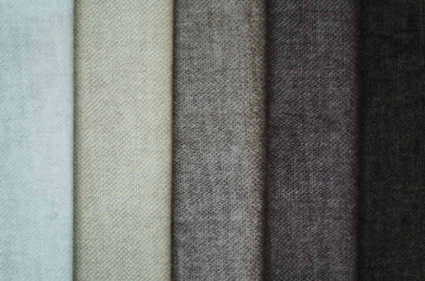 set of multi-colored dense fabrics of uniform texture. choice of materials in different colors. - Foto, Bild