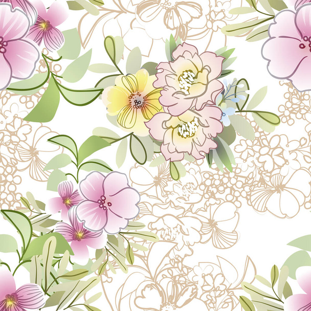 beautiful flowers, background, vector illustration - Vektori, kuva