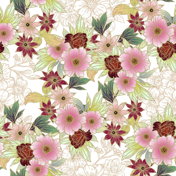 beautiful flowers, background, vector illustration - Διάνυσμα, εικόνα