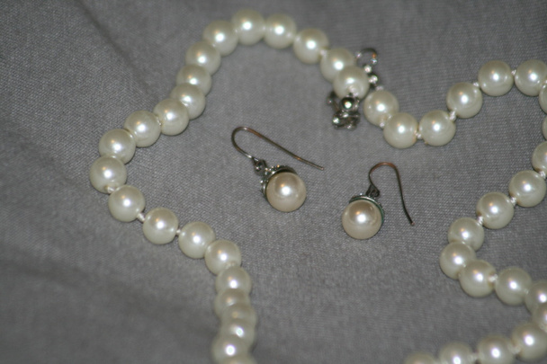 Pearls necklace and earings - Photo, Image