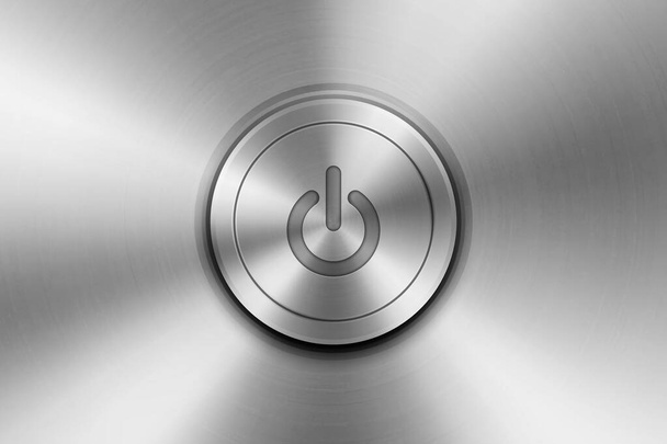 Vector Realistic Grey Silver Yellow Metallic Knob. Circle Button Closeup. Design Template of Metal. Power Volume Playback Control - Vector, Image