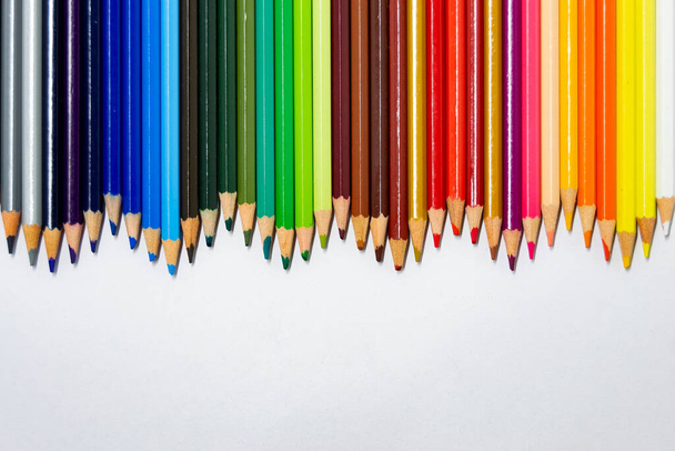 Back to school 2021, pencils. White background with space for text. Horizontal photography. - Φωτογραφία, εικόνα