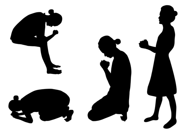Praying silhouettes - Vector, Image