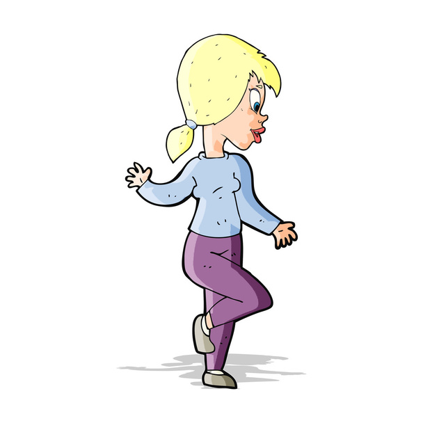 γελοιογραφία γυναίκα Κουνώντας - Διάνυσμα, εικόνα