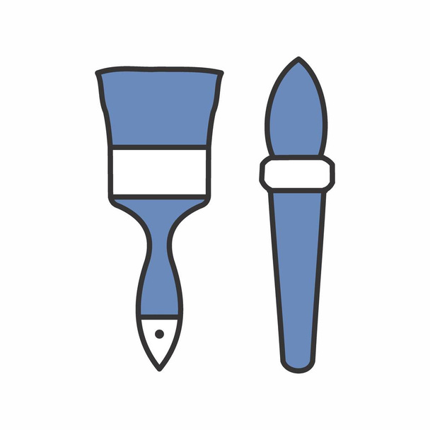 Icon Vector of Paint Brushes - Dark Blue Style - simple illustration. Editable stroke. Design template vector.outline style design.Vector graphic illustration - Vektor, kép