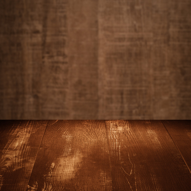 Table with wooden wall - Fotografie, Obrázek