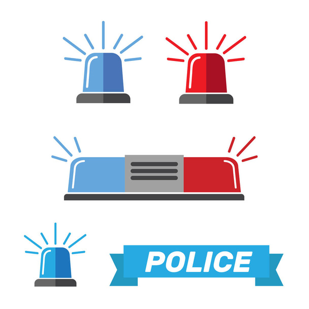 Siren set. Police flasher or ambulance flasher icons in flat style - Vector, Image