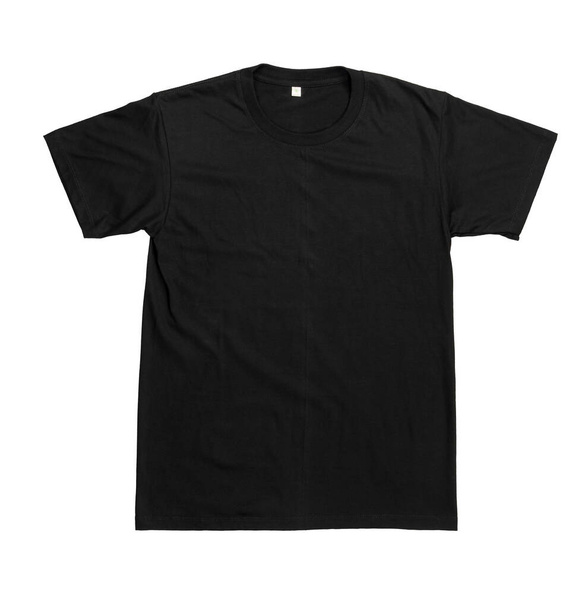 Black plain shortsleeve cotton T-Shirt template isolated on white background - Фото, изображение