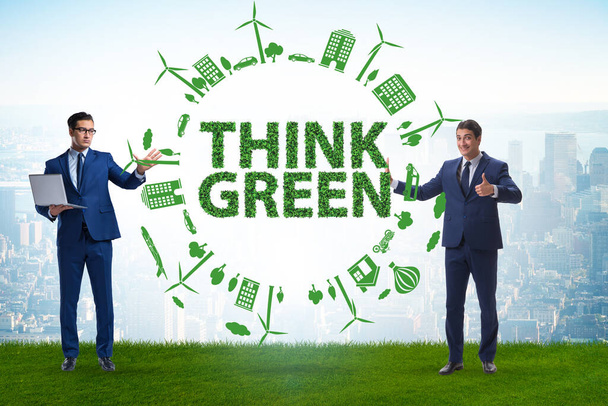 Бизнесмен в зеленой концепции - Фото, изображение