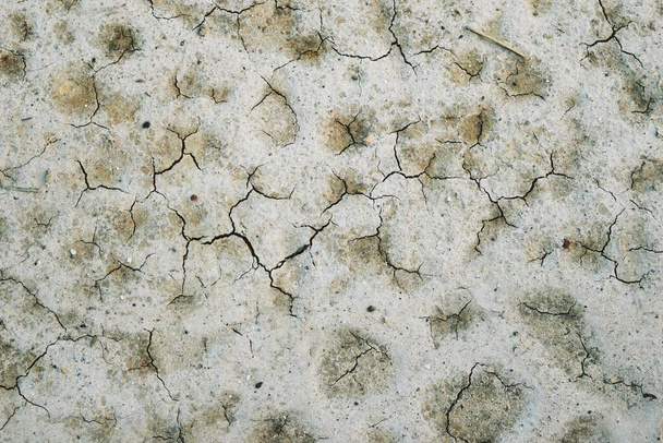 Macchie di crepa e marrone sulla superficie grigia, terra sporca incrinata, sfondo astratto e texture per aggiungere testo o disegno grafico - Foto, immagini