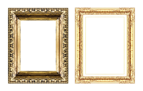 conjunto de moldura dourada vintage com espaço em branco isolado em b branco
 - Foto, Imagem