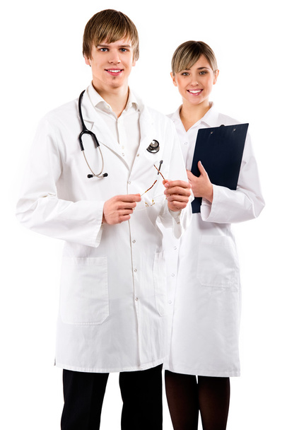 Doctors, woman and man, isolated on white background - Foto, immagini
