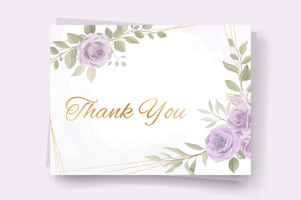 Design della scheda di ringraziamento con fiori a colori tenui - Vettoriali, immagini