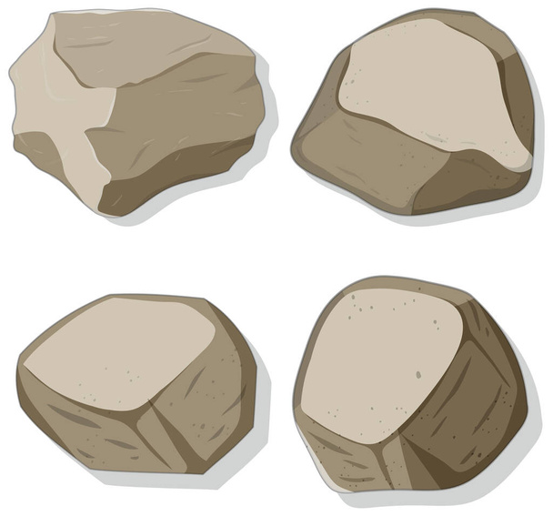 Набор различных форм камней, выделенных на белом фоне - Вектор,изображение