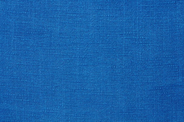 Modré plátno tkaniny textura pro pozadí, přírodní textilní vzor. - Fotografie, Obrázek