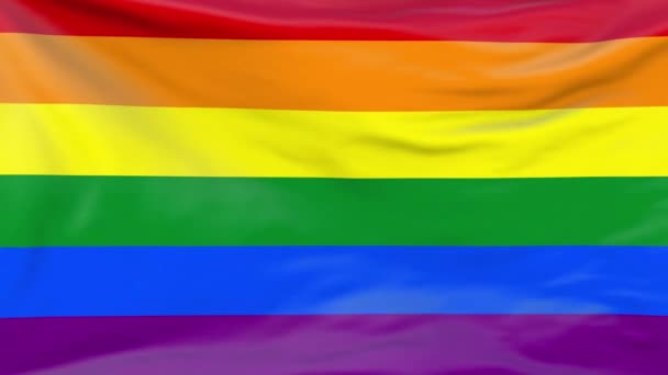 Regenboog LGBT trots vlag. Lesbische lgbtq vlag video zwaaiend in de wind. Naadloos lussen 3D animatie. Realistische Gay Flag achtergrond. Internationale dag tegen homofobie. Achtergrond met regenboogkleuren - Video
