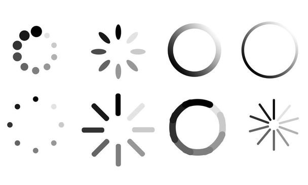 Chargement d'un ensemble d'icônes en noir et blanc.  - Vecteur, image