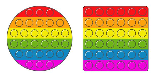 Egyszerű gödröcske többszínű szivárvány antistress játék vektor tapintási és oktatási játék Egyszerű gödröcske pop azt - Vektor, kép