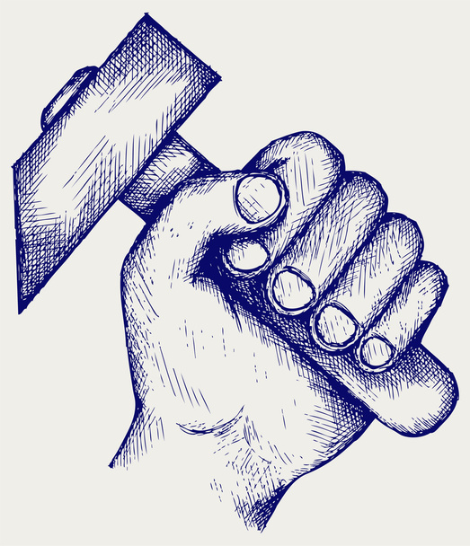 Hand holding hammer - Vector, Image