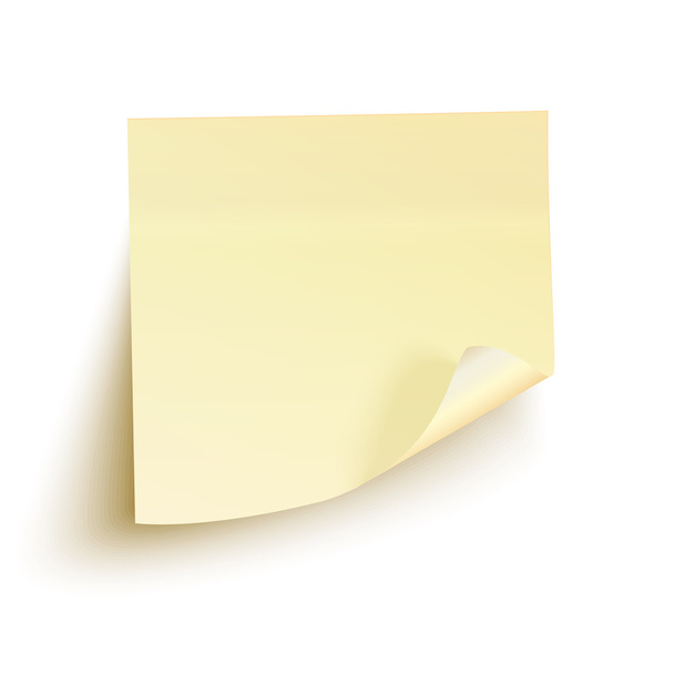gele kleverige nota geïsoleerd op witte achtergrond - Vector, afbeelding