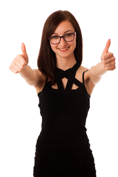 joven profesional mujer mostrando pulgar hacia arriba
  - Foto, Imagen