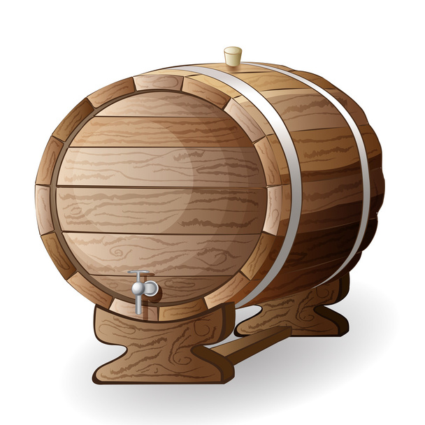 Wooden barrel vector illustration isolated on white background - Vektor, kép