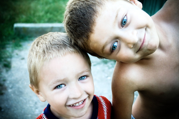 Portrait of two playful and happy brothers - Zdjęcie, obraz