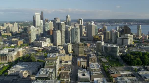 Luchtfoto downtown seattle zakelijke district kust metropool - Video