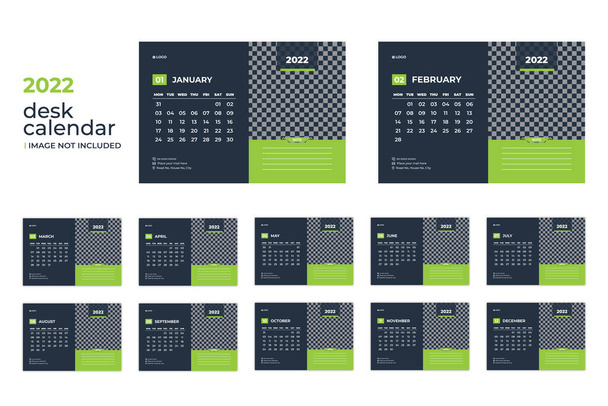 Print ready desk calendar 2022 design template - Vector, Image