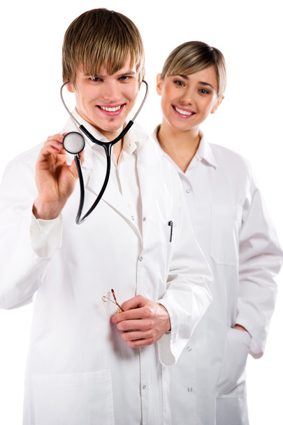 Smiling doctors isolated on white background - Photo, Image