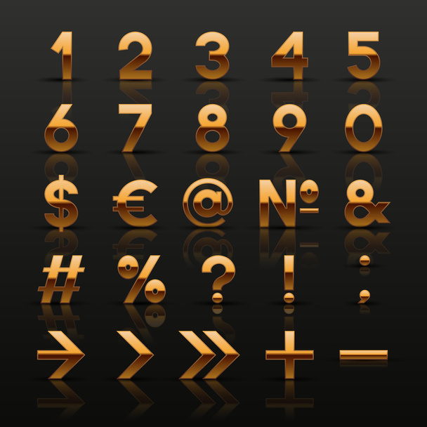 Conjunto de números y símbolos decorativos dorados
 - Vector, Imagen