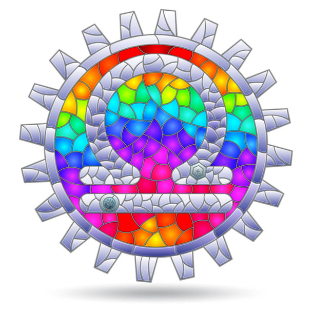 Une illustration dans le style d'un vitrail avec le signe du zodiaque Balance, une figure isolée sur un fond blanc - Vecteur, image