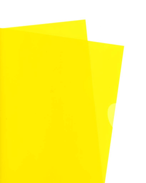 yellow plastic documenti folders isolated over white - 写真・画像