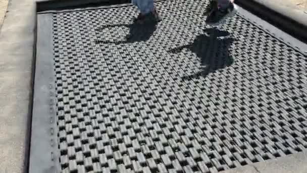 Jumping kids, the children are jumping on the trampoline, shadow of children - Footage, Video