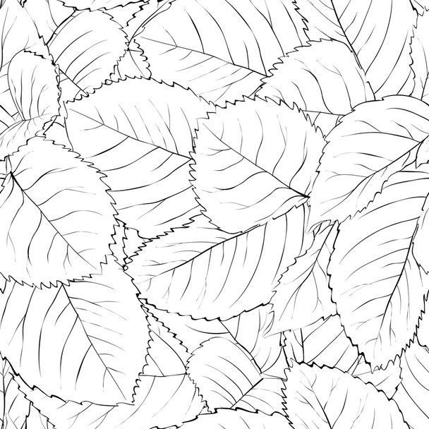 black and white seamless background with leaves - ベクター画像