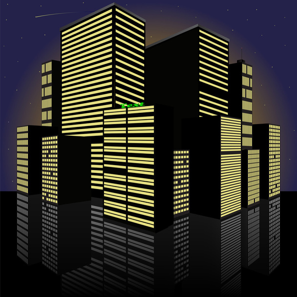 Cityscape at night. Made in vector - Vector, Image