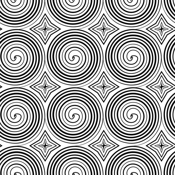 Texture abstraite des spirales. Modèle graphique sans couture. Texture isolée noir et blanc. Fond sans couture pour l'artisanat, collage, impressions. - Vecteur, image